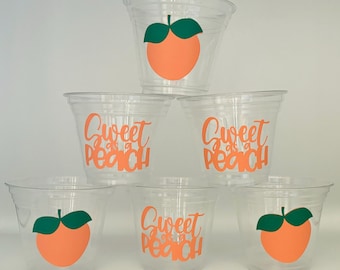 Sweet as a peach, Peach Party Supplies, Sweet as a Peach Party Cups, Fruit Party, Peach Baby Shower, Peach Birthday Party Supplies
