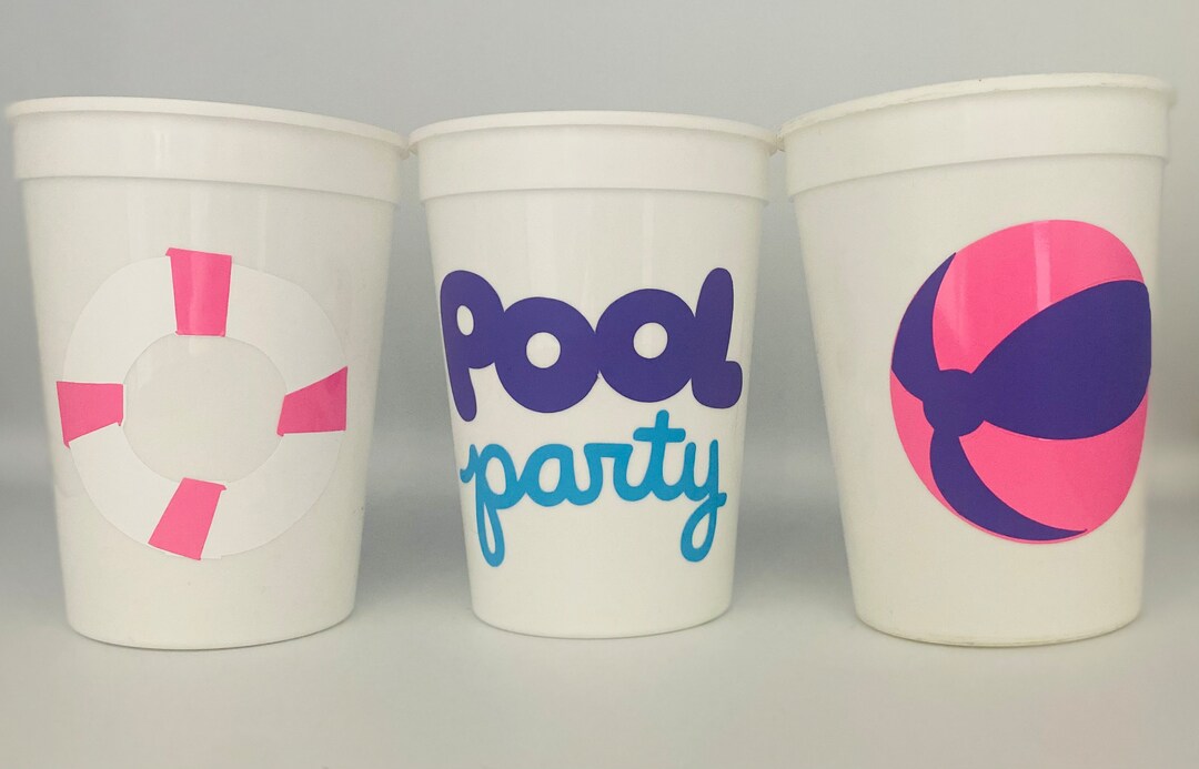 Pool Party Cups, Swimming Party Cups, Summer Party Cups, Pool Birthday
