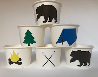 Camping Party Snack Cups, Camping Birthday Party Snack Cups, Camping Baby Shower,Outdoor Party Cups,Outdoor Baby Shower,Camping Party Supply