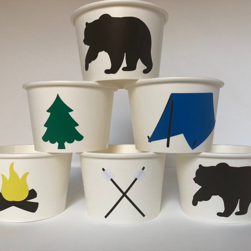 Camping Party Snack Cups Camping Birthday Party Snack Cups Etsy