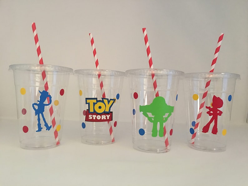 Tazas de fiesta de Toy Story, fiesta de cumpleaños de Toy Story, WoodyParty, fiesta de cumpleaños de Jessie, favores de fiesta de Toy Story, baby shower de Toy Story, desechable imagen 1