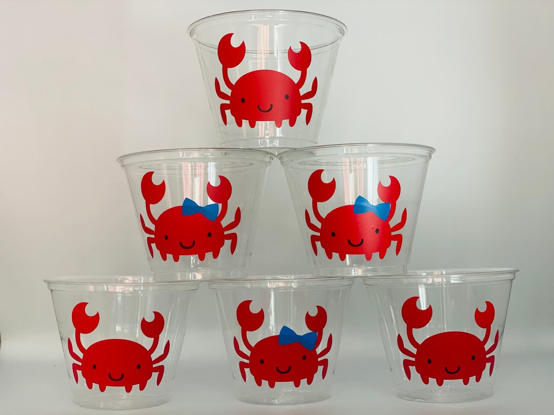 Crab Party Cups, Crab Birthday Party Cups, Crab Party Supplies, Ocean
