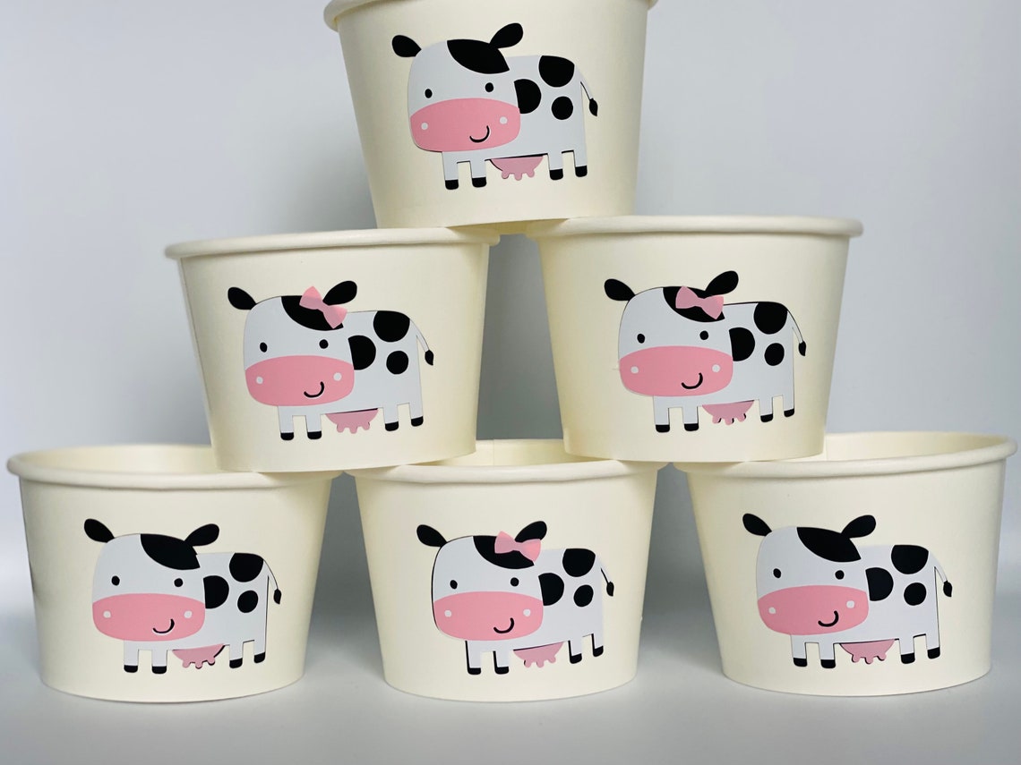 Cow Party Cups Cow Birthday Party Farm Party Cups Farm - Etsy