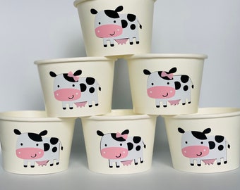 Cow Party cups, Cow Birthday Party, Farm Party Cups, Farm Birthday Party, Farm Animal Party, Farm baby shower, Cow party favors