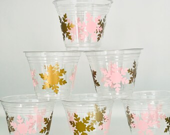 Snowflake Party Cups, Snowflake Birthday Party, Snowflake Party Supplies, Winter Party Cups, Snowflake Baby Shower, Winter Wonderland