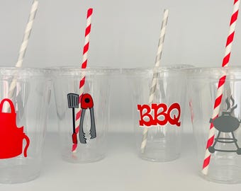 BBQ party cups, baby-q party cups, Barbeque Party, BABY Q shower, Barbeque Birthday Party, Neighborhood Party, Picnic Party Cups, Bbq favors