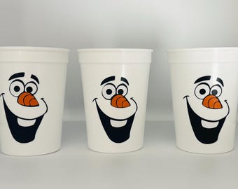 Vasos de fiesta de Olaf, recuerdos de fiesta de Frozen, fiesta de cumpleaños de Frozen, fiesta de Elsa, fiesta de Anna, fiesta de Olaf, recuerdo de fiesta de Frozen, artículos de Frozen, reutilizables