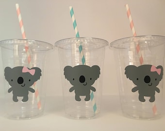 Koala Party cups, Koala Birthday Party Cups, Koala Baby Shower, Koala Party Favors, Koala Party Supplies, Koala Bear Party cups, Koala