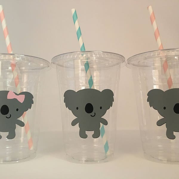 Koala Party cups, Koala Birthday Party Cups, Koala Baby Shower, Koala Party Favors, Koala Party Supplies, Koala Bear Party cups, Koala