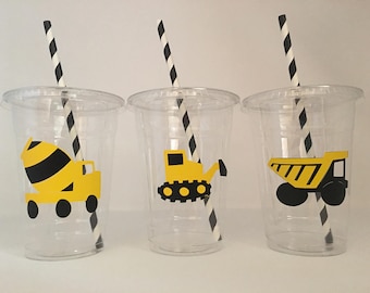 Construction party cups, Construction birthday party, Tool Party, Construction Party Favors, Construction Baby Shower, Disposable