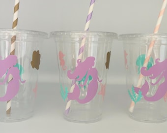 Mermaid party cups, Mermaid Birthday Party Cups, Mermaid Baby Shower Cups,Under the Sea Party cups,Mermaid Party Favors,Mermaid party Supply