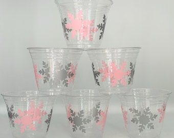 Snowflake Party Cups, Snowflake Birthday Party, Snowflake Party Supplies, Winter Party Cups, Snowflake Baby Shower, Winter Wonderland