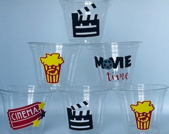 Movie Party Cups, Cinema Party Cups, Movie Birthday Party Cups, Red Carpet Party, Movie Party Supplies, Movie Time, Movie Night