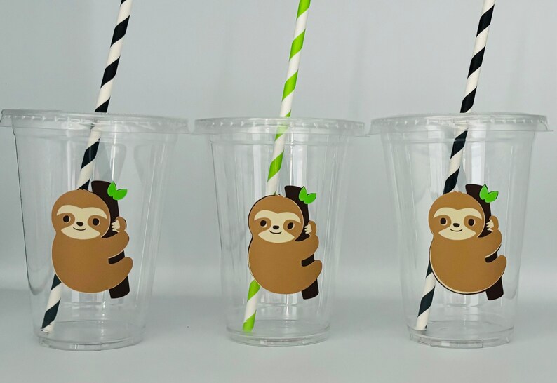 Sloth Party Cups, Sloth Birthday Party Cups, Sloth Baby Shower, Sloth ...