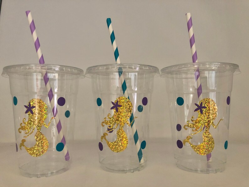 Mermaid party cups, Mermaid Birthday Party Cups, Mermaid Baby Shower Cups,Under the Sea Party cups,Mermaid Party Favors,Mermaid party Supply image 9
