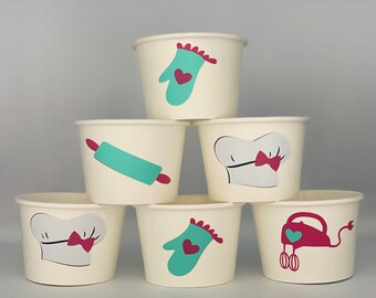Baking Party Cups, Baking Birthday Party Cups, Chef Party cups, Cake Party cups, Cooking Party Cups, Girls Baking Party Cups, Chef Favors