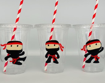 Ninja party cups, Karate party cups, Ninja Birthday party, Ninja Baby Shower, Karate Birthday Party, Ninja Party Favors, Ninja Party Supply