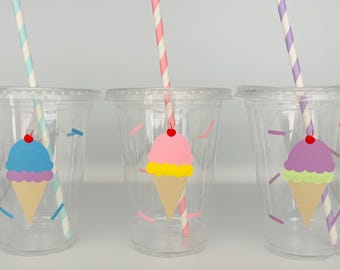Ice cream party cups, Ice Cream Birthday Party, Ice Cream supplies, Disposable Party Cups, Ice Cream Baby Shower, Ice Cream Party Favors,
