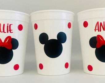 Red Minnie Mouse Party Cups, Red Mickey Party, Minnie Birthday Party, Minnie Party Favors, Minnie supplies ,Reusable