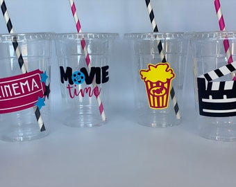 Popcorn Party Cups, Movie Party Cups, Popcorn Birthday Party cups, Movie Party favors, Popcorn Party favors, Movie party Supplies,Disposable