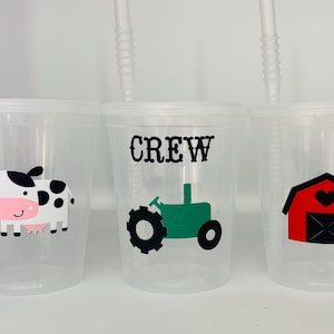 Farm Party Favor cups, Farming Party Favor cups, Farm Birthday Party Favors, Cow Party Favors, Tractor Party Favors, Barn Party Favors,