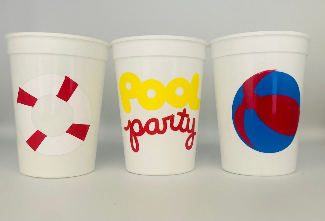Pool Party Cups, Swimming Party Cups, Summer Party Cups, Pool Birthday