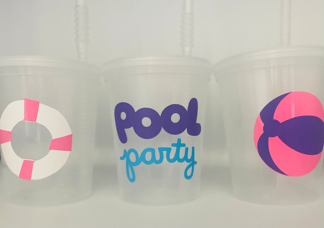 Pool Party Cups, Swimming Party Cups, Summer Party Cups, Pool Birthday