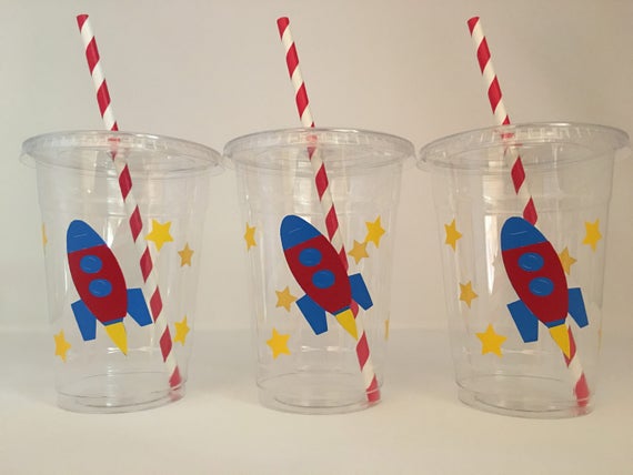Space Party Cups, Rocket Party Cups, Outer space Party, Alien Party, Astronaut Party Cups, Space Party Favors ,Disposable, First Launch