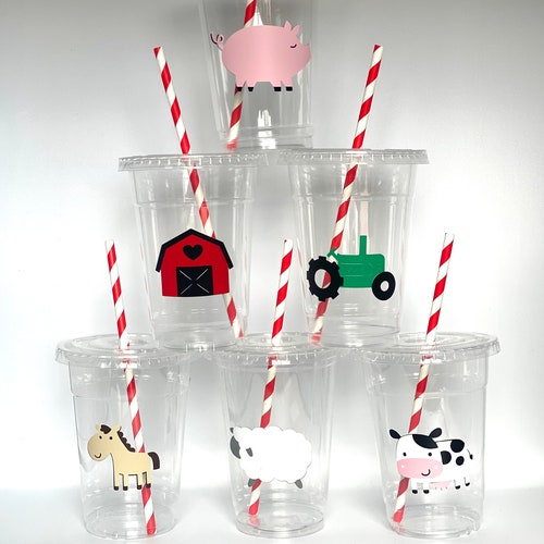 Farm Party Cups Farming Party Tractor Party Farm Baby Etsy