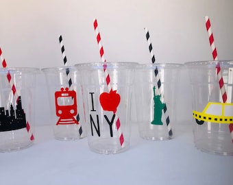 New York Party Cups, New york Birthday party Cups, New York Baby Shower, New York  Supplies, Big City Party Cups, The Big Apple, Disposable