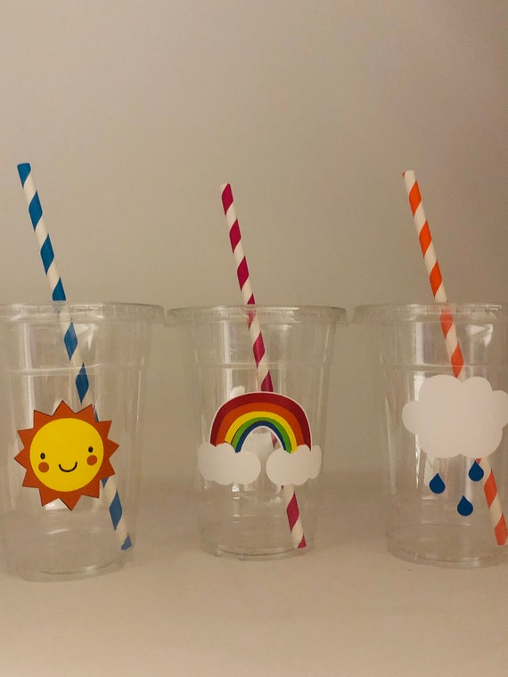 Rainbow Party Cups, Rainbow Baby Shower, Rainbow Party Favors