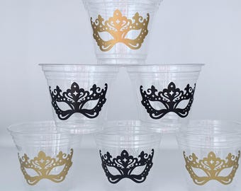 Masquerade Party Cups, Sweet 16 Party Cups, Masquerade Ball Party Supplies, Mask Party, Teen Party Cups, Quinceanera Favors ,Disposable