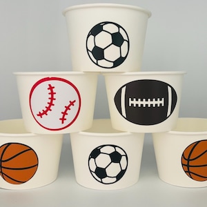 Sports Party Snack cups, Football Party, Sports party supplies, Sports Birthday Party Cups,Sports baby shower cups,Sports Party supply image 1