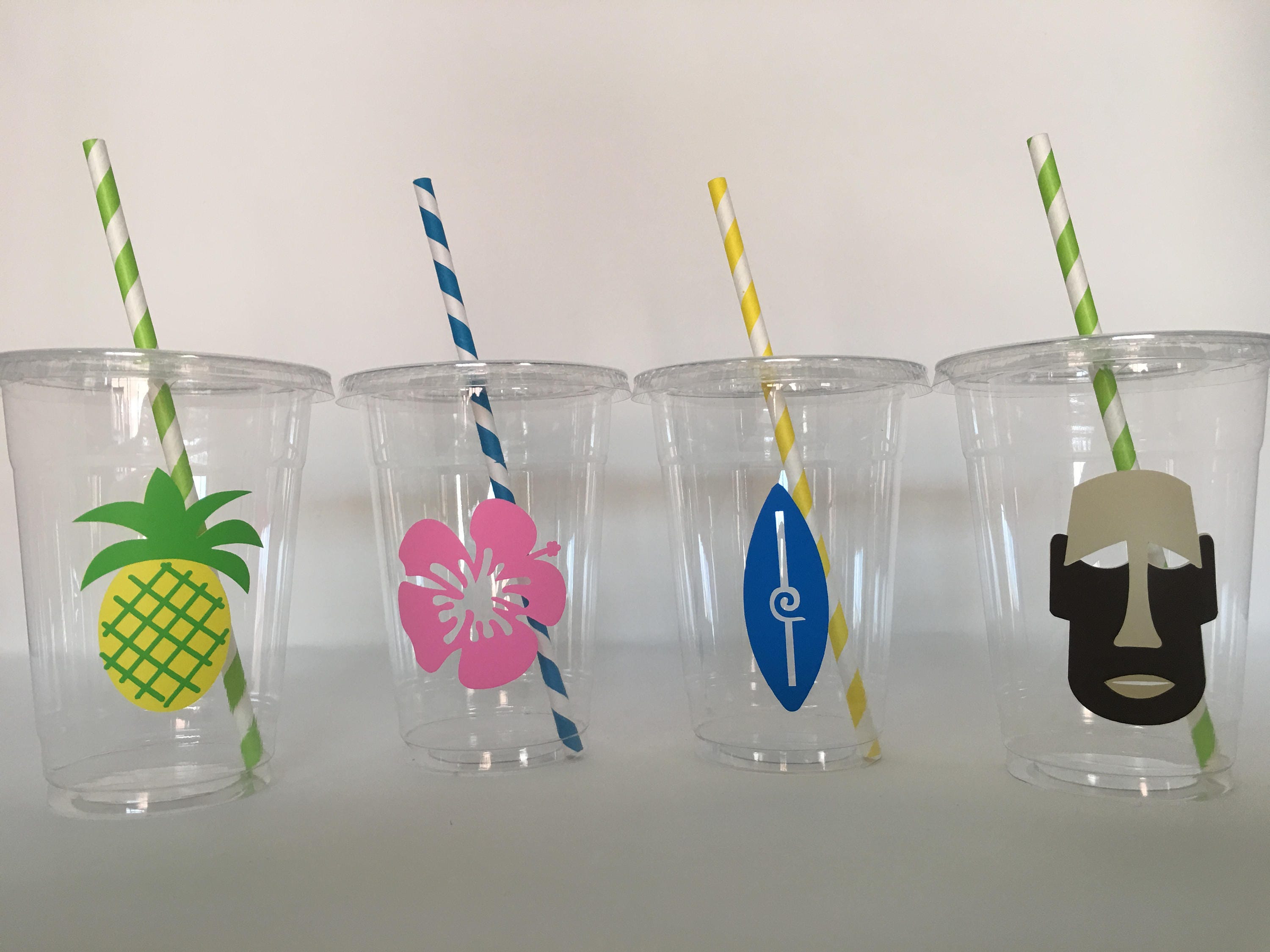 Fabulous Pineapple Sipper Glasses w/Lids & Reusable Straws