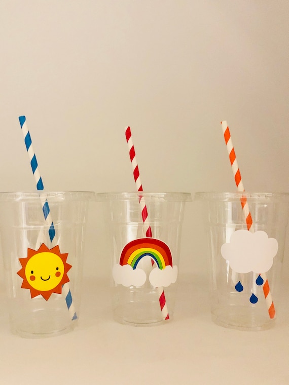 Rainbow Party Cups, Rainbow Baby Shower, Rainbow Party Favors