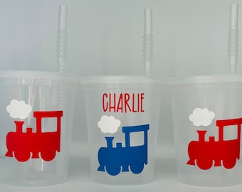 Train Party Cups, Choo Choo Train Party Cups, Train Party Favors, Train Birthday Party Favors, Things that go Party favors, party Supplies