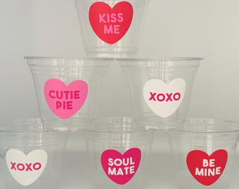 Valentine party cups, Valentine Birthday Party Cups, Valentine favors