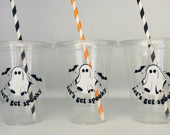 Lets get spooky Party Cups, Halloween party cups, Halloween Birthday Party, Halloween Party Favors, Ghost party Supplies, Lets go ghouls