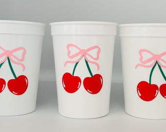Cherry Party Cups, Cherry Birthday Cups, Cherry Baby shower cups, Cherry Party Favors, Fruit Party cups, Cherry Baby shower, Fruit Party