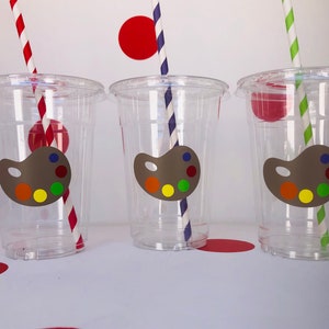 Painting party cups, Artist Party Cups, Rainbow Party Cups, Art Party Cups, Paint Party Cups, Paint Party Favors, Paint Supplies, Disposable image 3