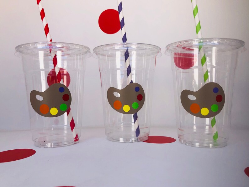 Painting party cups, Artist Party Cups, Rainbow Party Cups, Art Party Cups, Paint Party Cups, Paint Party Favors, Paint Supplies, Disposable image 3