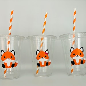 Fox Party Cups, Fox baby shower cups, Fox Birthday Party Cups, Woodland Party Cups, Woodland Baby Shower, Woodland Birthday party,Disposable
