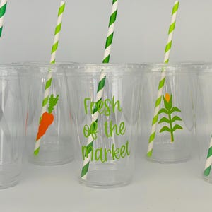 Fresh Off the Market Bridal Shower, Farmers Market Party Cups, Fresh Farm Party, Locally Grown, Vegetable Party, Disposable