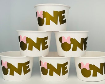 Minnie Mouse pink and gold party snack cups, Pink and Gold Minnie Mouse party, Gold and Pink Minnie Mouse party favors,Minnie Party supplies