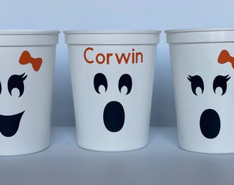Ghost Party Cups, Spooky Birthday Party Cups, Halloween Party, Party Favors, Reusable cups, Ghoul Party, Halloween Favors, Trick Or Treat