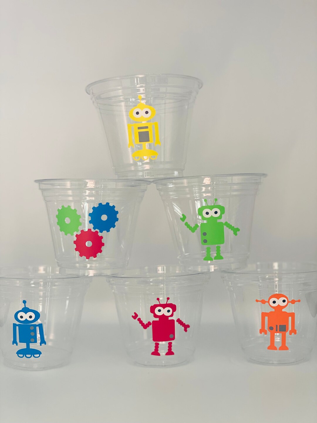 Robot Party Cups, Robot Birthday Party Cups, Robot Party Favors, Robot
