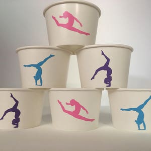 Gymnastics Party Snack Cups, Gymnastic Birthday Party, Gymnastic Party Favors, Gymnastic Team Party, Gymnastic Party Supplies,Cheer Party image 1