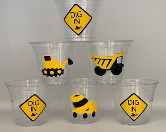 Construction Party Cups, Construction Birthday Party, Dig in Construction Party, Construction Party Decor, Construction Party Supplies