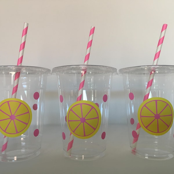 Pink lemonade party cups, Pink Lemonade Birthday Party cups, Pink Lemonade Favors, Lemonade Stand party, Pink Lemonade shower, Disposable