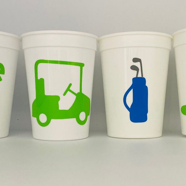 Golf party cups,Golfer party, Golf Birthday Party, Golf Baby Shower,Golf Party Favors, Party Supplies,Golf Team Party,Retirement, Reusable